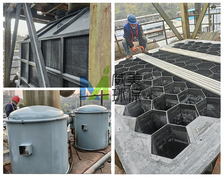 On-site of shell, insulation box and anode tube bundle for the maintenance project of wet electrostatic precipitator in phosphorus chemical industry